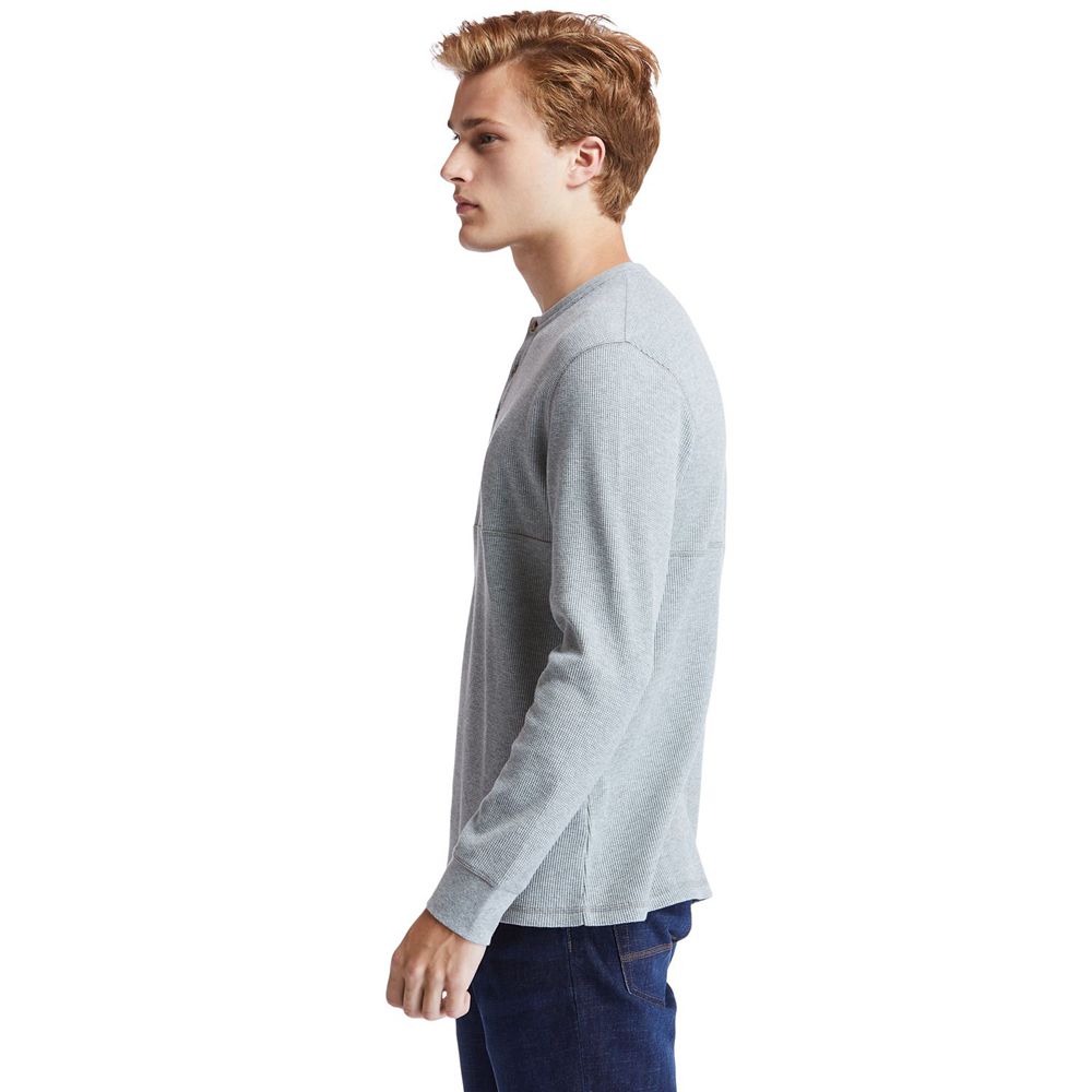 Camisa Timberland Hombre Wharf River Waffle-Knit Henley Gris - Chile PVJ-309465